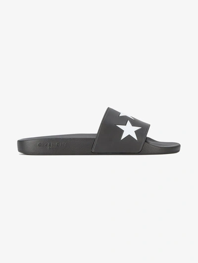 Givenchy White Star Pool Slides - Black In Black