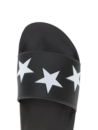 Shop Givenchy White Star Pool Slides - Black