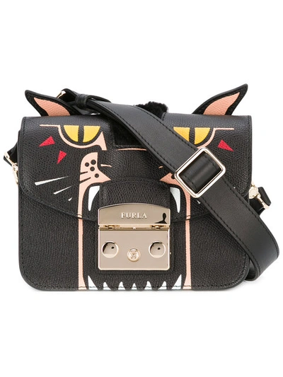 Furla Metropolis Jungle Mini Cross Body Bag In Nero