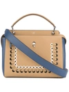 Fendi Dotcom Tricolor Whipstich Calfskin Satchel - Brown In Cuoio+blu+mlcbeige