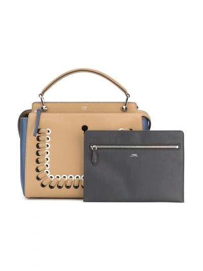 Shop Fendi Dotcom Click Shoulder Bag - Neutrals