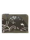 Valentino Green Panther Document Case In Army Green