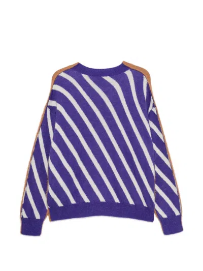 Msgm Long-sleeve Stripe Sweater In Brown