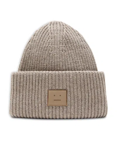 Acne Studios Square-patch Beanie Hat In Neutral