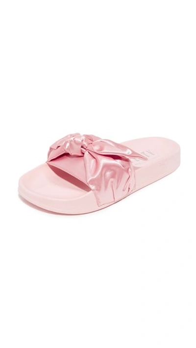 Shop Puma Fenty X  Bow Slides In Silver Pink/ Silver