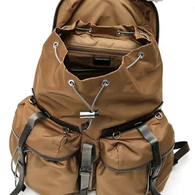 Pre-owned Prada Brown Nylon Leather Backpack ()