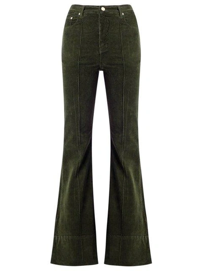 Shop Amapô High Waist Velvet Flared Trousers In Green