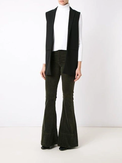 high waist velvet flared trousers