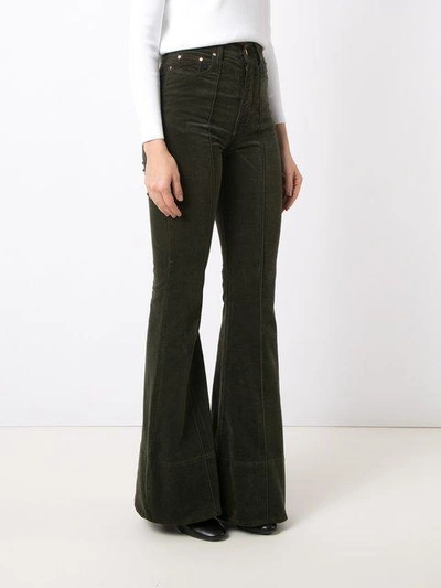 high waist velvet flared trousers