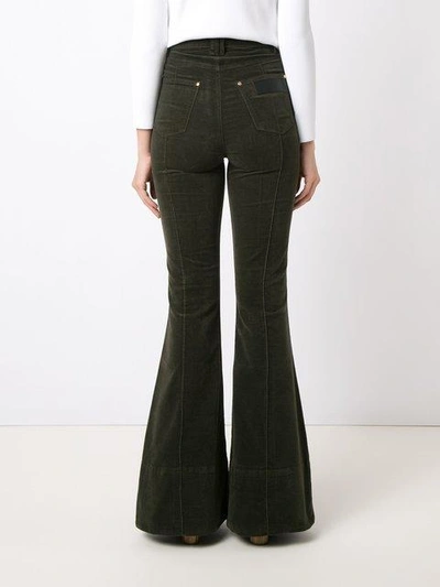 high waist velvet flared trousers