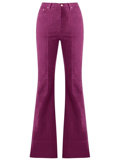 Shop Amapô High Waist Velvet Flared Trousers In Pink
