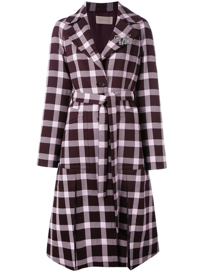 Christopher Kane A-line Gingham Wool-blend Coat In Pink
