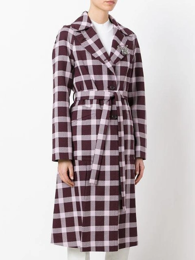 Shop Christopher Kane Plaid Pattern Coat In Pink