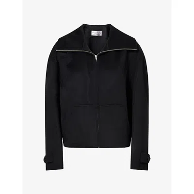 Acne Studios Owella Wool Blend Felt Bomber Jacket In Black