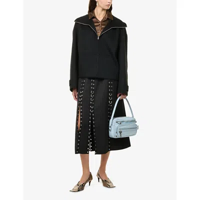Acne Studios Owella Wool Blend Felt Bomber Jacket In Black