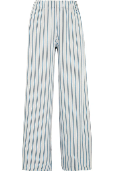 Paul & Joe Striped Crepe Wide-leg Pants In Azure
