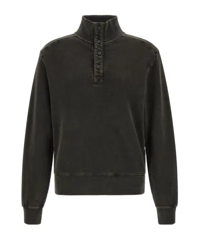 Entire Studios Buttoned Turtleneck Sweatshirt In Black