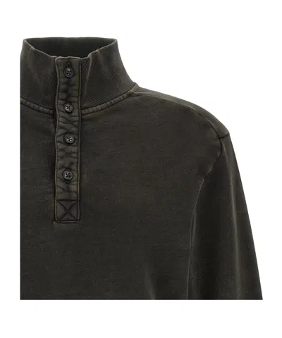 Entire Studios Buttoned Turtleneck Sweatshirt In Black