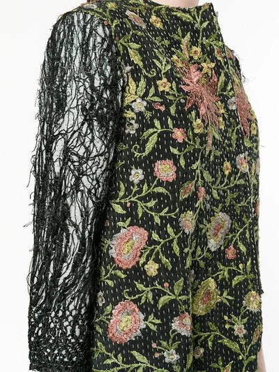 Shop By Walid Floral Embroidered Coat - Black