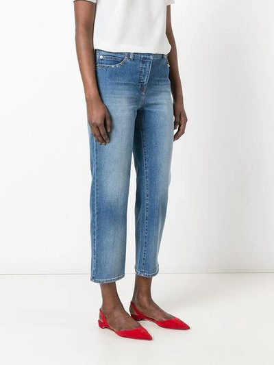 Shop Valentino Rockstud Cropped Jeans In Blue