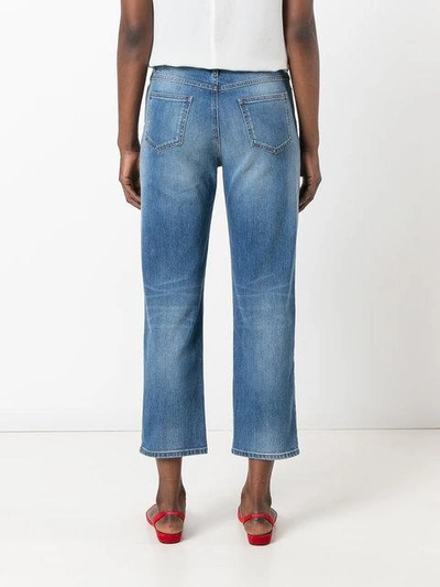 Shop Valentino Rockstud Cropped Jeans In Blue