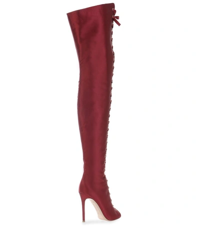 Shop Gianvito Rossi Red Lace-up Over-the-knee Boot
