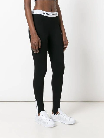 Shop Paco Rabanne Logo Trim Leggings