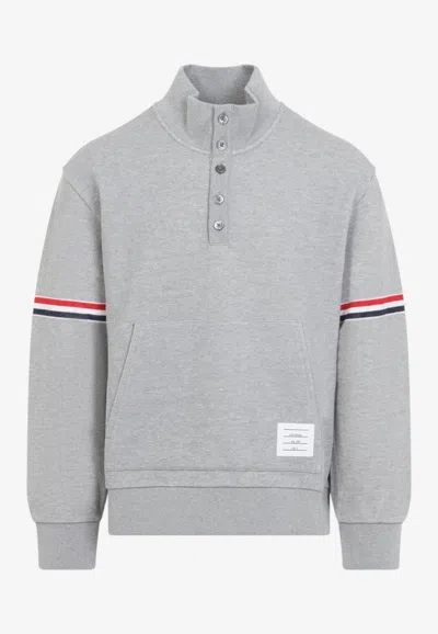 Thom Browne Rwb Engineered Stripe Loopback Sweatshirt In Gray