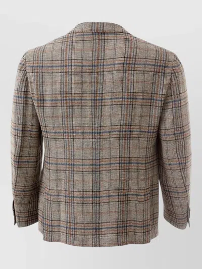 Lardini Plaid-pattern Single-breasted Blazer In Gray