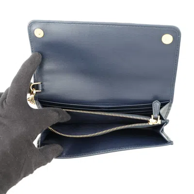 Pre-owned Prada Blue Multi-color Leather Chain/shoulder Wallet () In Blue, Multi-color