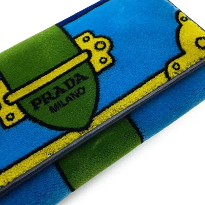 Pre-owned Prada Blue Multi-color Leather Chain/shoulder Wallet () In Blue, Multi-color