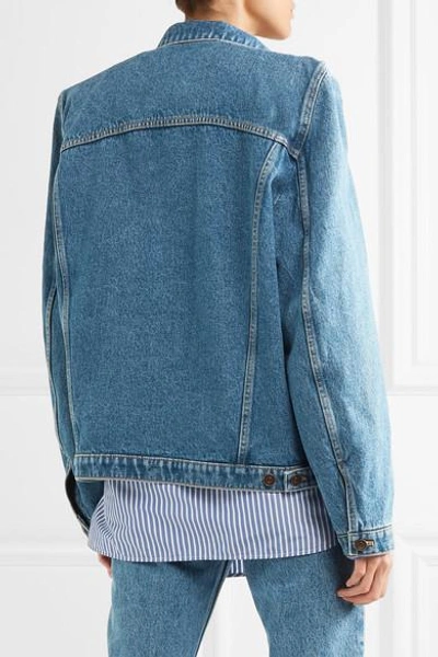 Balenciaga Boxy Denim Jacket With Shoulder Pads, Blue In Dlle Stoeewash  Dirt | ModeSens