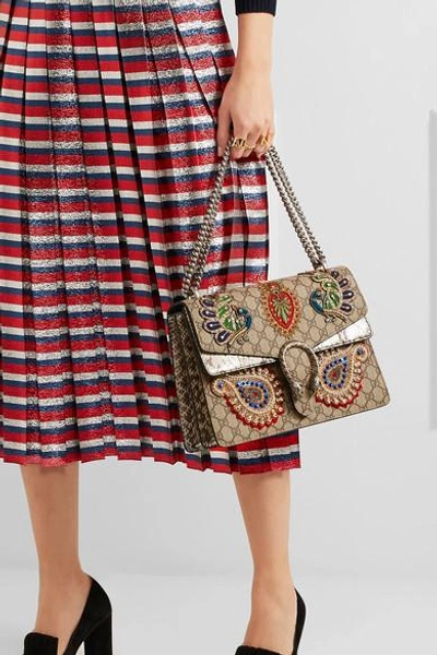 Gucci Dionysus Medium Appliquéd Embellished Coated-canvas And Snake Shoulder Bag