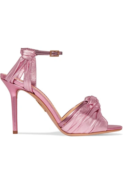 Charlotte Olympia Broadway Metallic Leather Sandals In Baby Pink