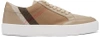 Burberry Salmond Leather And Cotton Sneakers In Tan