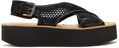 Flamingos Black Mesh Malabar Sandals