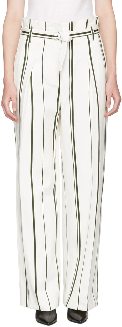 3.1 Phillip Lim / フィリップ リム Woman Striped Cotton And Linen-blend Wide-leg Pants Ivory In Parchment