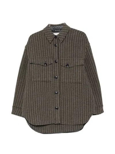 Closed Houndstooth-pattern Button-up Jacket In Multi