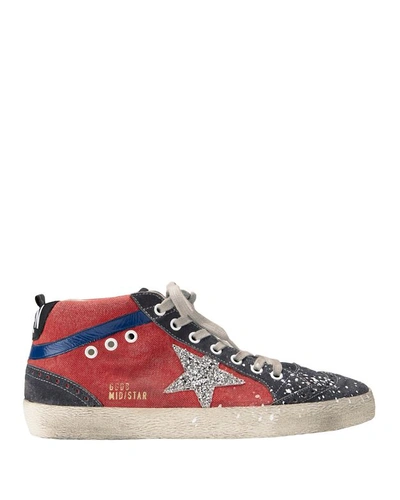 Shop Golden Goose Mid Star Splatter Canvas High-top Sneakers