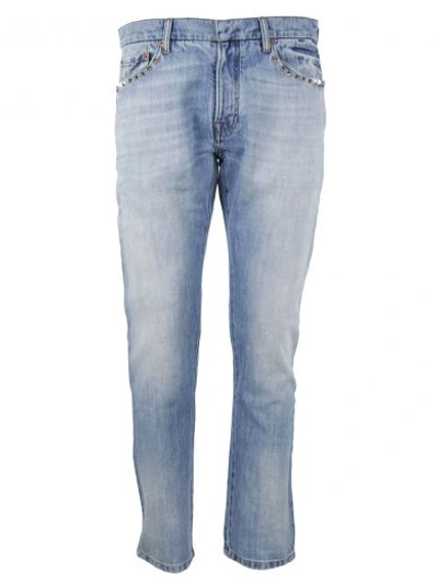 Valentino Rockstud Jeans In Blue Denim
