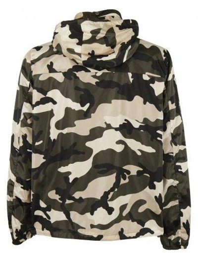 Shop Valentino Camouflage Hooded Jacket In Camouflage Army/beige