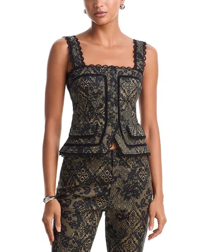 Cinq À Sept Cinq A Sept Myra Printed Patchwork Lace Top In Black