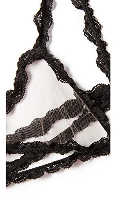 Shop Fleur Du Mal Lace Bondage Triangle Bra In Blush/black