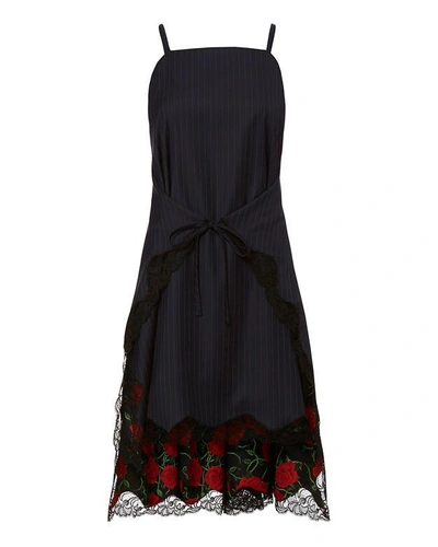 Shop Alexander Wang Navy Rose Trim Apron Dress