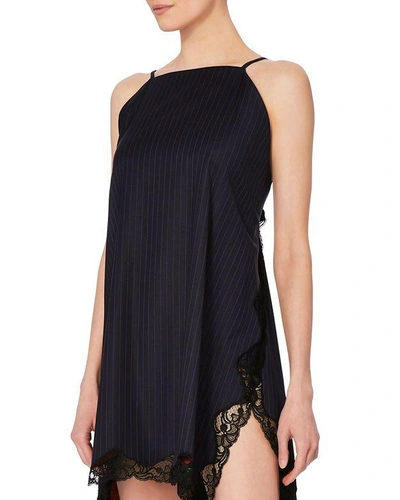 Shop Alexander Wang Navy Rose Trim Apron Dress