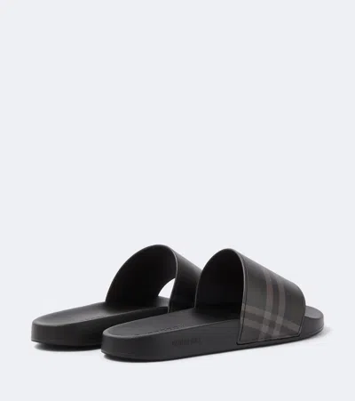 Burberry Check Slides In Brown