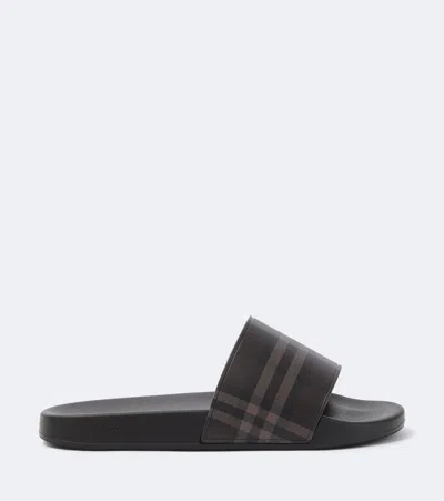Burberry Check Slides In Brown