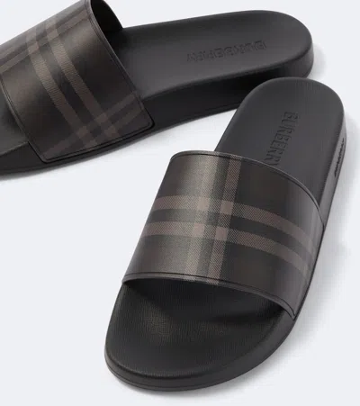 Burberry Check Slides In Brown