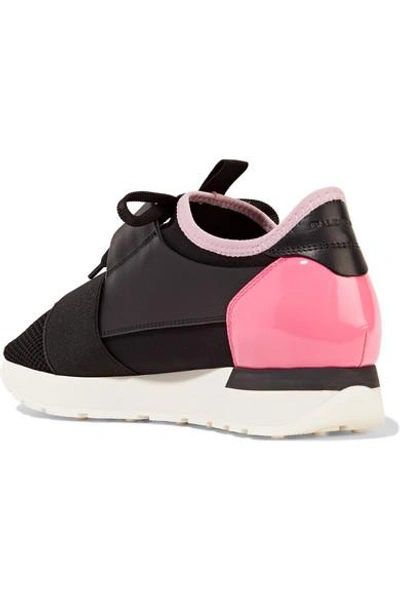 Shop Balenciaga Race Runner Leather, Mesh And Neoprene Sneakers In Black