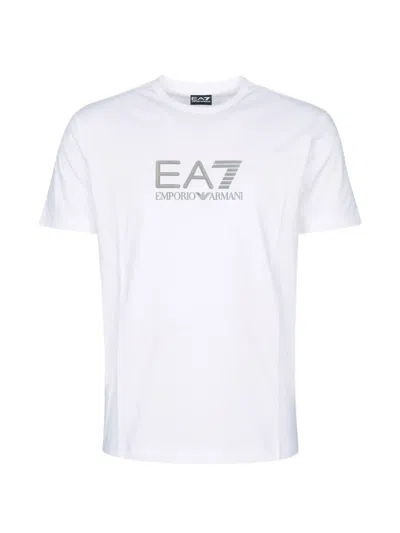 Ea7 E. A.7 Train Lux T-shirt With Oversized Logo In White